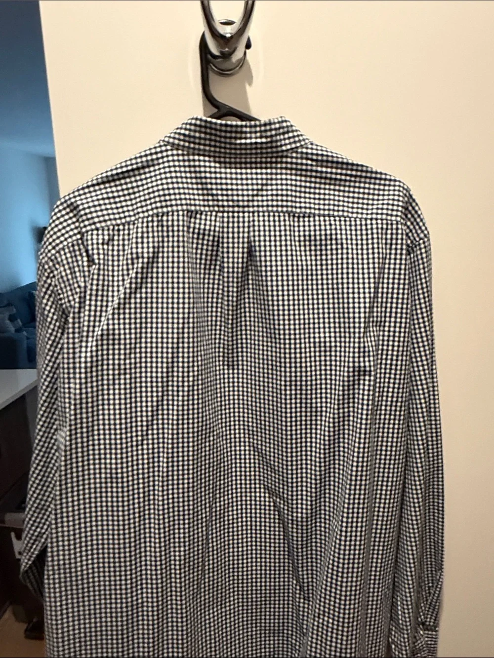 J. Crew Navy and White Gingham Button-Down Shirt